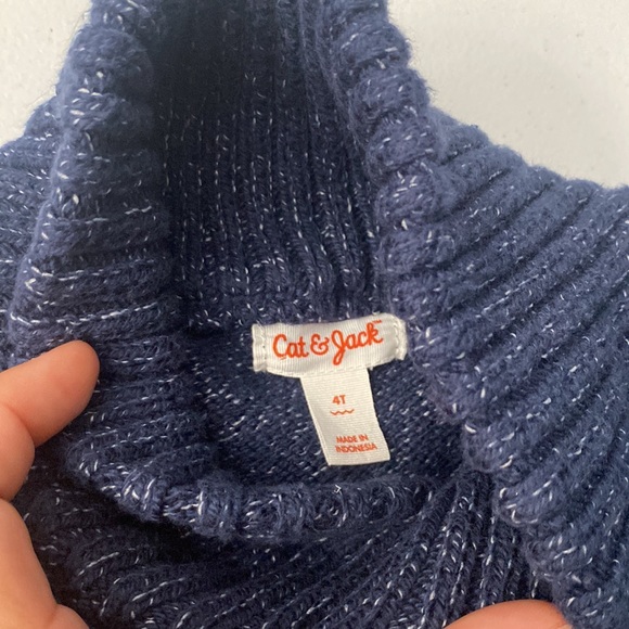 Cat & Jack Toddler Boy Navy Long Sleeve Chunky Knit Winter Sweater Size 4t - Picture 5 of 7